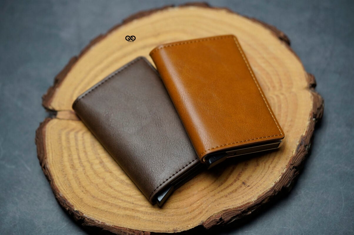 Slim Vegan Leather Card Holder with Single Slot Wallet