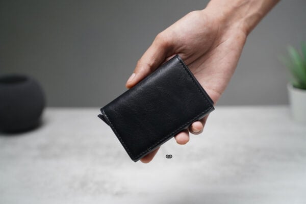 Personalized Slim Vegan Leather Card Holder with Single Slot Wallet - Image 12