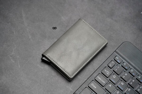 Slim Vegan Leather Card Holder with Single Slot Wallet - Image 15