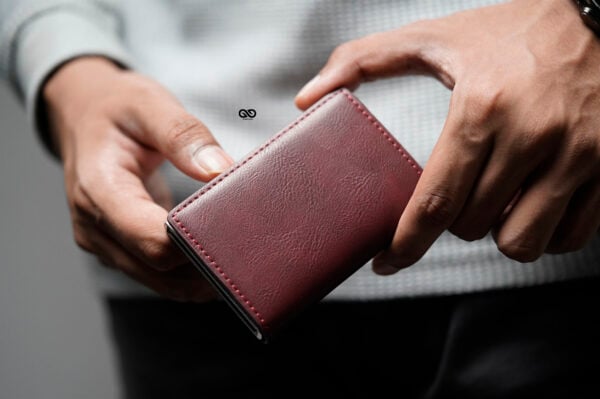 Slim Vegan Leather Card Holder with Single Slot Wallet - Image 16