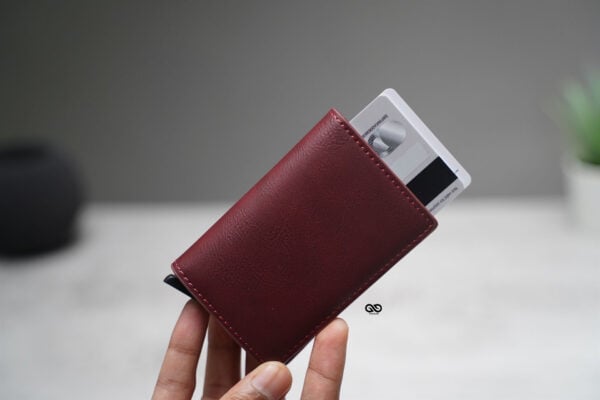 Personalized Slim Vegan Leather Card Holder with Single Slot Wallet - Image 60