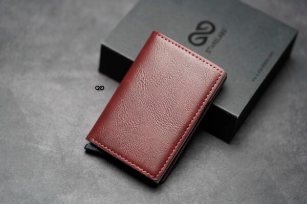 Slim Vegan Leather Card Holder with Single Slot Wallet - Image 3