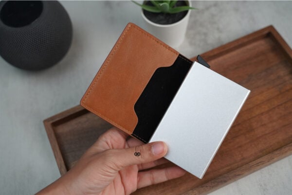 Personalized Slim Vegan Leather Card Holder with Single Slot Wallet - Image 44