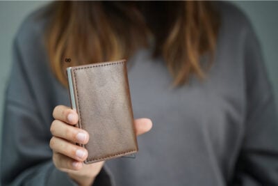 Personalized Slim Vegan Leather Card Holder with Single Slot Wallet