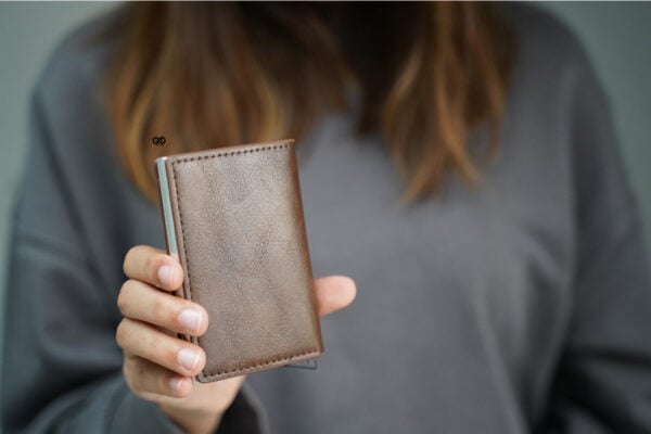 Personalized Slim Vegan Leather Card Holder with Single Slot Wallet - Image 17