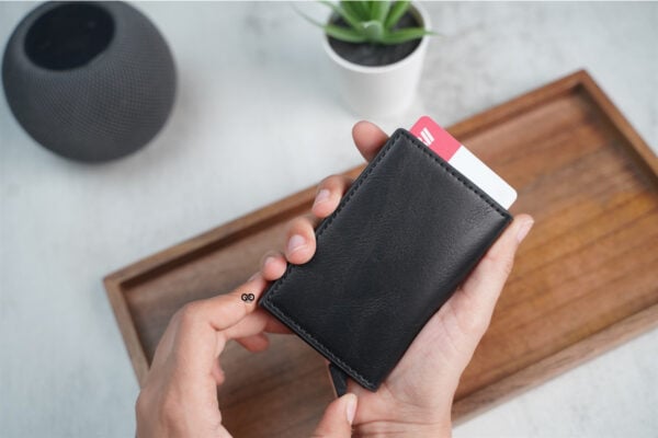 Personalized Slim Vegan Leather Card Holder with Single Slot Wallet - Image 22