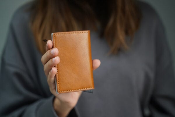 Personalized Slim Vegan Leather Card Holder with Single Slot Wallet - Image 33