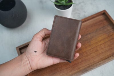 Personalized Slim Vegan Leather Card Holder with Single Slot Wallet