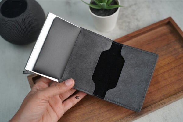 Personalized Slim Vegan Leather Card Holder with Single Slot Wallet - Image 11