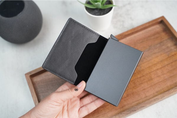 Personalized Slim Vegan Leather Card Holder with Single Slot Wallet - Image 31