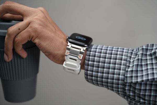 Titanium Buckle Band With White Glow Silicone Strap (it glows in the dark) For Apple Watch 44MM 45MM 46MM Series 4 5 6 7 8 9 10 SE SE 2 Gen