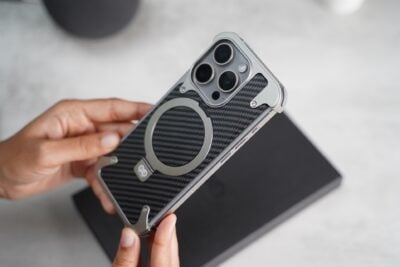 Carbon Texture Edition-Frameless Armored Case with Kickstand Feature