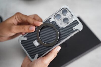 Carbon Texture Edition-Frameless Armored Case with Kickstand Feature