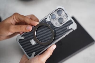 Carbon Texture Edition-Frameless Armored Case with Kickstand Feature