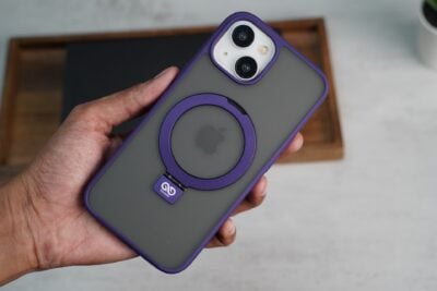 Deep Purple Alpha Magnetic Ring Case For iPhone 15 Plus