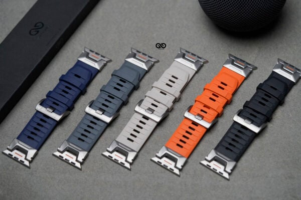 FKM Rubber Armour Band With Titanium Buckle For Apple Watch 44MM 45MM 46MM Series 4 5 6 7 8 9 10 SE SE 2 Gen - Image 3