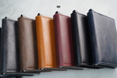 Personalized Slim Vegan Leather Card Holder with Single Slot Wallet