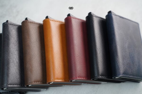 Personalized Slim Vegan Leather Card Holder with Single Slot Wallet - Image 49