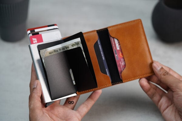 Personalized Slim Vegan Leather Card Holder with Single Slot Wallet - Image 21