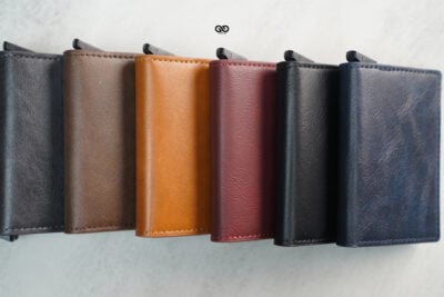 Personalized Slim Vegan Leather Card Holder with Single Slot Wallet