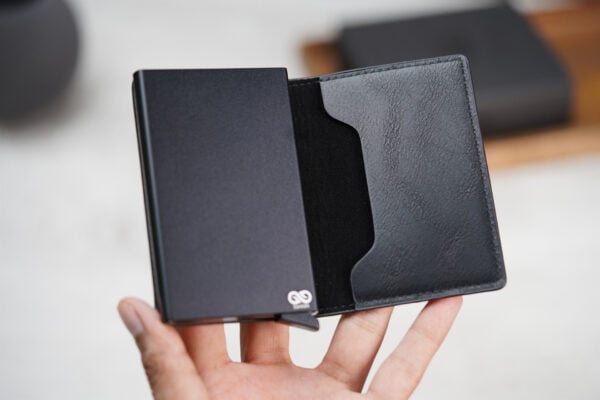 Personalized Slim Vegan Leather Card Holder with Single Slot Wallet - Image 45