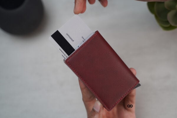 Personalized Slim Vegan Leather Card Holder with Single Slot Wallet - Image 41