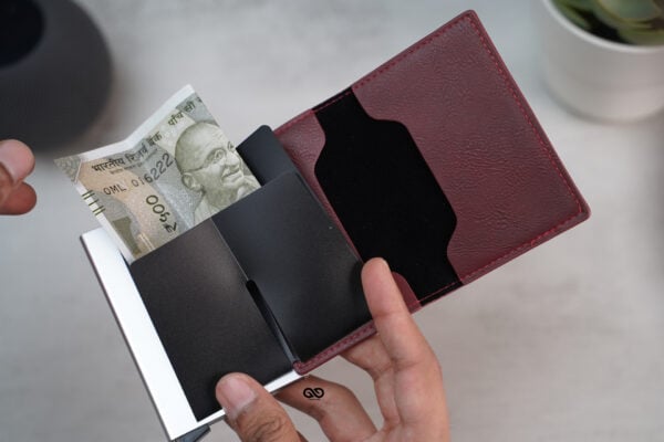 Personalized Slim Vegan Leather Card Holder with Single Slot Wallet - Image 13