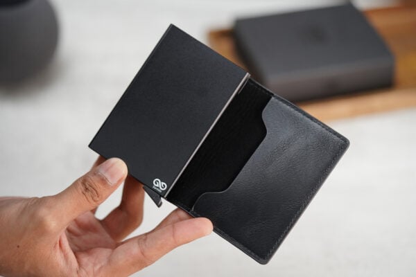 Personalized Slim Vegan Leather Card Holder with Single Slot Wallet - Image 35