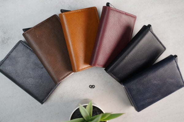 Personalized Slim Vegan Leather Card Holder with Single Slot Wallet - Image 40
