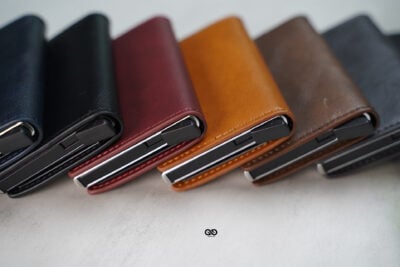 Personalized Slim Vegan Leather Card Holder with Single Slot Wallet