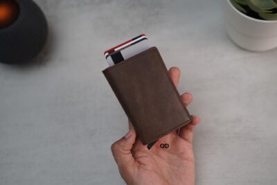 Personalized Slim Vegan Leather Card Holder with Single Slot Wallet