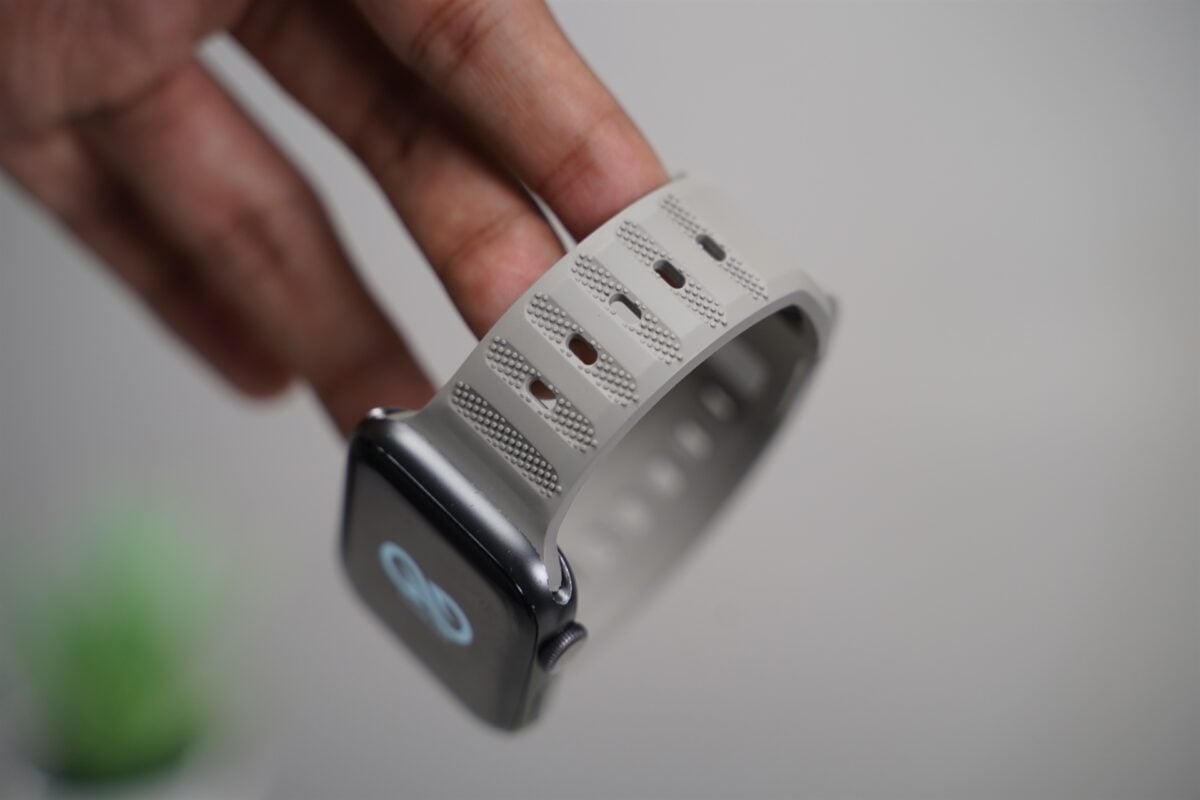 Powder Grey FKM Active Rubber Strap For Apple Watch 42MM 41MM 40MM Series 4 5 6 7 8 9 10SE SE 2 Gen.
