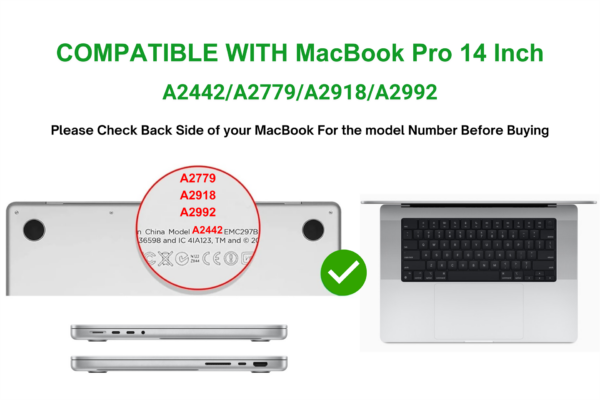 Full protection Slim Shockproof Hybrid Hard Matte Case For MacBook Pro 14 inch M1/M2/M3/M4 (A2442/A2779/A2918/A2992/A3401/A3185/A3112) - Image 2