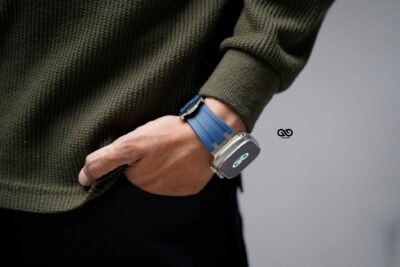 Fluoro Rubber Strap With Silver Buckle For Apple Watch 49 MM Series Ultra/Ultra 2