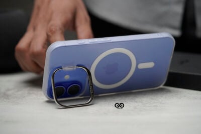 Frosted White Magsafe Matte Finish Case with Kickstand Ring Feature For iPhone 16/16Pro/16ProMax