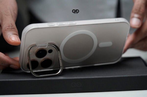 Frosted White Magsafe Matte Finish Case with Kickstand Ring Feature For iPhone 16/16Pro/16ProMax - Image 2