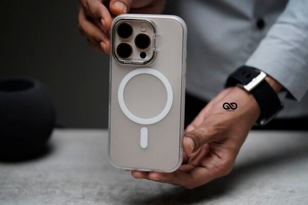 Frosted White Magsafe Matte Finish Case with Kickstand Ring Feature For iPhone 16/16Pro/16ProMax - Image 4
