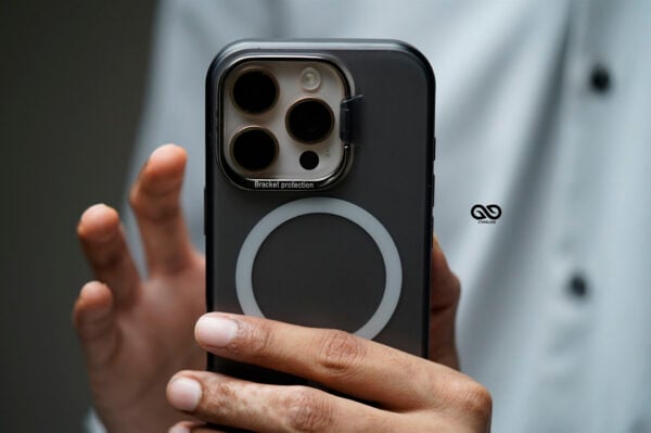 Smoky Black Magsafe Matte Finish Case with Kickstand Ring Feature For iPhone 16/16Pro/16ProMax - Image 4