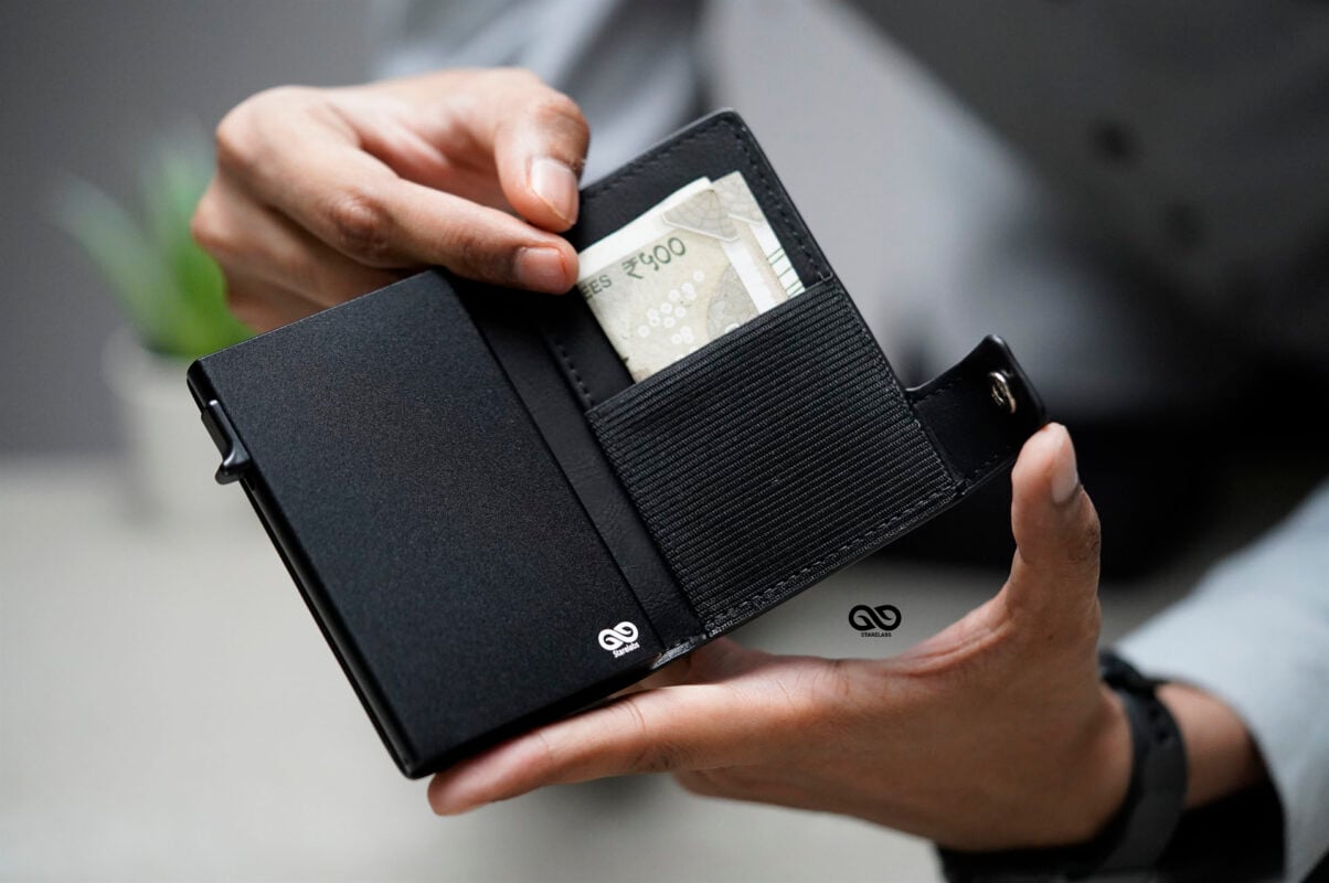 Classic Slim Vegan leather Minimalistic Pop Up Card and Cash Holder