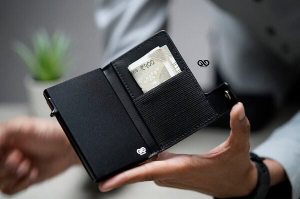 Classic Slim Vegan leather Minimalistic Pop Up Card and Cash Holder - Image 7