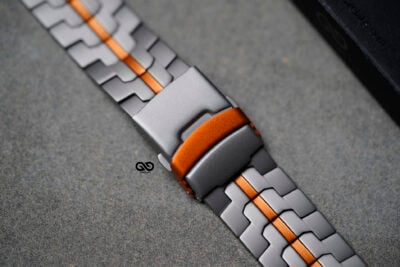 Titanium/Orange Link Chain Strap For Apple Watch 49 MM Series Ultra/Ultra 2