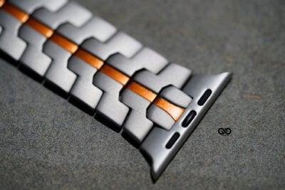 Titanium/Orange Link Chain Strap For Apple Watch 49 MM Series Ultra/Ultra 2