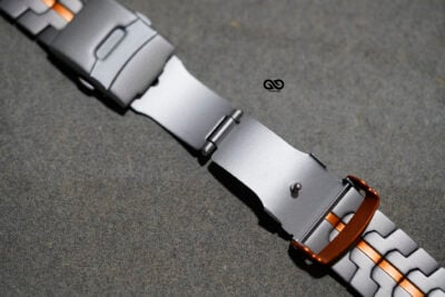 Titanium/Orange Link Chain Strap For Apple Watch 49 MM Series Ultra/Ultra 2