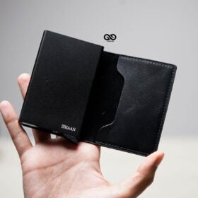 Personalized Slim Vegan Leather Card Holder with Single Slot Wallet