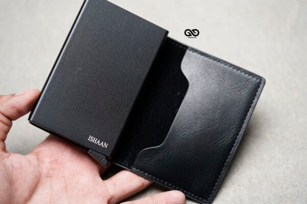 Personalized Slim Vegan Leather Card Holder with Single Slot Wallet - Image 39