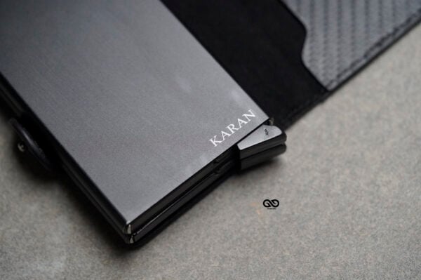 Personalized Carbon Fiber Leather Card and Cash Holder - Image 4