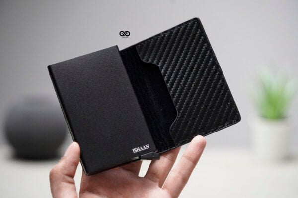 Personalized Slim Carbon Fiber Leather Card Holder with Single Slot Wallet - Image 19