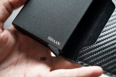 Personalized Slim Carbon Fiber Leather Card Holder with Single Slot Wallet