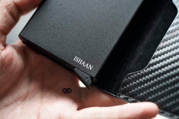 Personalized Slim Carbon Fiber Leather Card Holder with Single Slot Wallet - Image 8