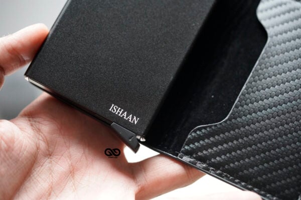 Personalized Slim Carbon Fiber Leather Card Holder with Single Slot Wallet - Image 5